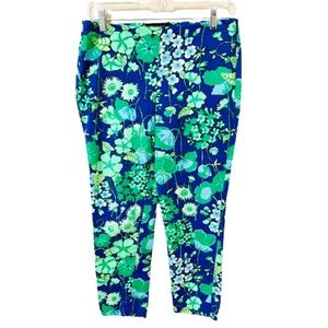 Talbots Floral Print Capri Pants - Green/Blue - Size 2P